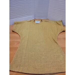 authentic A.K.A. Women's Gold Blouse Size M Vintage,Holiday Party,Classy! USmade